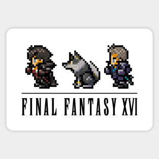 Clive, Torgal, and Cid Logo Design | FFXVI Pixel Party Members | Final Fantasy 16 | Light Colors Sticker